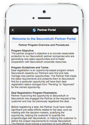 SecureAuth partner portal mobile