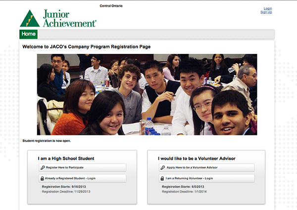 Junior Achievement company program registration page